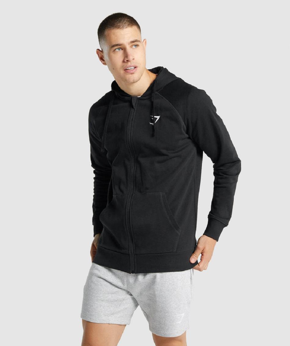 Sudadera Con Capucha Gymshark Crest Zip Up Hombre Negras | CO 3601QMA